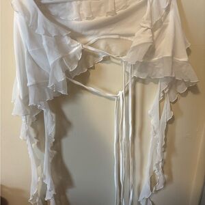 White Ruffled Wrap Top